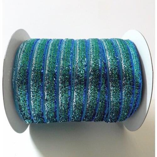 3/8'' 10mm #37 Auqa Blue Iridescent Metallic Glitter Ribbon