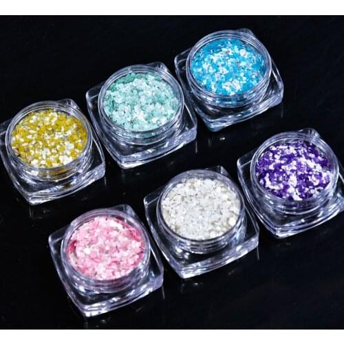 6Boxes/set Nail Glitter Flakes Sugar Marble Stone Nail Sequins For Nail Art Decorations Shiny Gel Polish Mixed Nail Flakes YT8/K