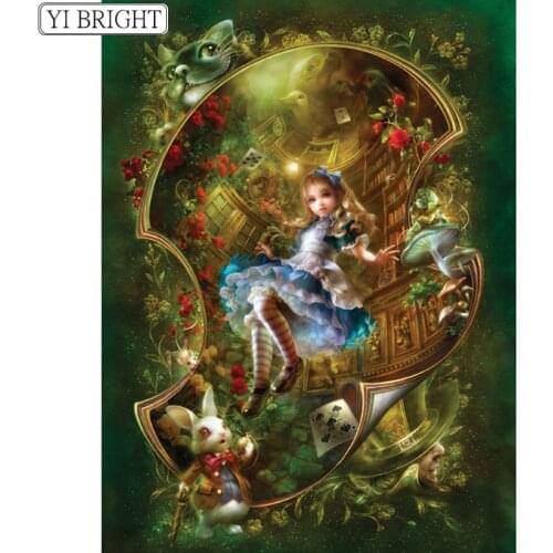 5D DIY Full Square Diamond Painting Cross Stitch Alice Dreamland 3D Diamond Embroidery Rhinestone Mosaic Home Decoration