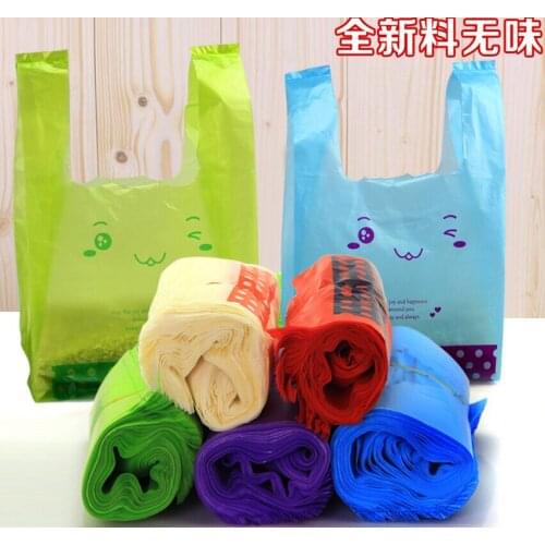 Smile large plastic bags shopping bag with handle for food takeout vest vest pocket Supermarket Shopping plastic pouch bag
