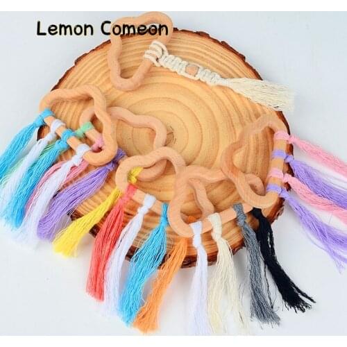 Clouds Tassel Macrame Wooden Baby Teether Molar Toys Wood Rring Rattle For Newborn Montessori Handmade DIY Crafts Teething Toys