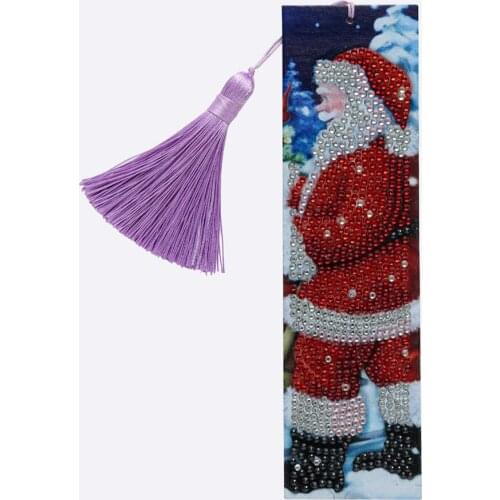 DIY 5D Diamond Painting Santa Claus Bookmark Diamond Embroidery Craft Tassel Book Marks for Books Christmas Gifts