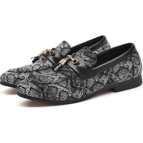 ERRFC Designer Fashion Men Red Loafer Shoes Tide Slip On Tassel Casual Shoes Man Snake Pattern Driving Shoes Plus Size 38-48