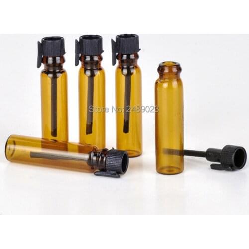 1 ML Mini Amber Glass Portable Sample Perfume Bottle Empty Perfumery Essential Oils For Traveler 100PCS/LOT