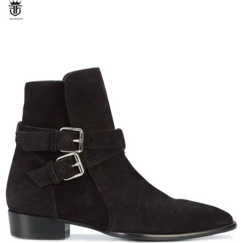 FR.LANCELOT 2020 Ankle Boots High end suede leather boot British Style Men buckle Short Boots slip on casual mens boots