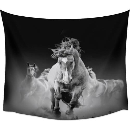 Animal Black Horse Running Wall Tapestry Home Wall Decor Bedroom Tapestry Tapestry Wall Hanging Yoga Mat Picnic Mat