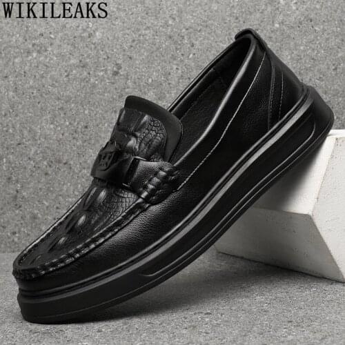 Men Loafers Shoes Genuine Leather Designer Slip on Shoes Men Platforms Crocodile Shoes Man Zapatos De Hombre Chaussures De Homme