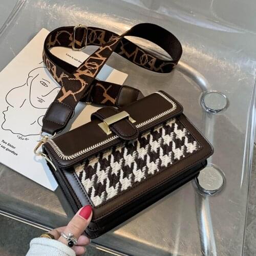 Retro Woolen Small PU Leather Crossbody Shoulder Bag for Women 2021 Classic Flap Purses and Handbags Travel Bag