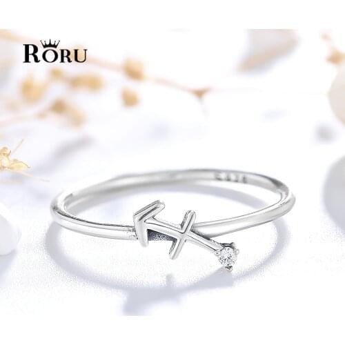 Small Zodiac Sign Ring Silver 925 Original Jewelry Sagittarius Minimalist for Women Birthday Friendship Jewel Gift Personality