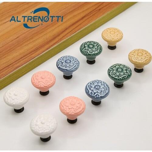 Cabinet Furniture Ceramic Handle China Style Room Wardrobe Kitchen Cupboard Door Pull Drawer Closet Dresser Rural Knob Hardware