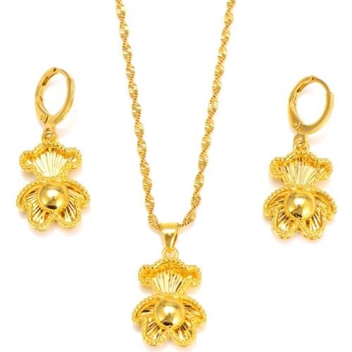 Gold Dubai india Fashion Jewelry Sets Necklace bear Shape Pendant Earrings Jewelry Bridal Wedding Jewelry Party Gifts