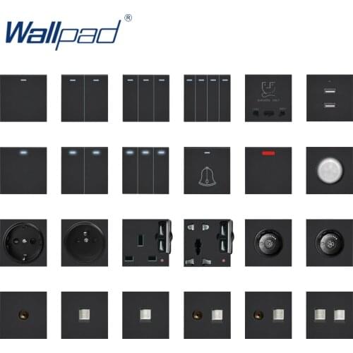 DIY EU UK Wall Socket Push Button Switch Electrical Outlet Black Function Key Only Free DIY 55*55mm S6 Series Wallpad