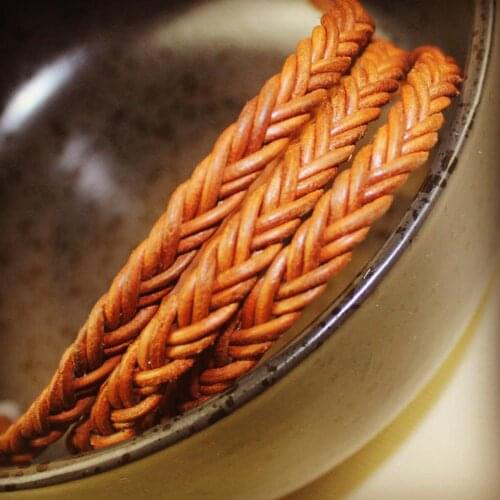 Genuine Cowhide Leather knitting strip Round Flat rope DIY leather craft Jewelry bag braces suspenders sling