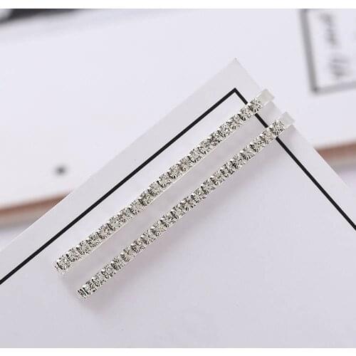 New 2Pcs/Set One-line Crystal Rhinestone Hair Clips Korea Style Fashion Women Hair Pins Barrettes Girl Hair Styling Accessorie
