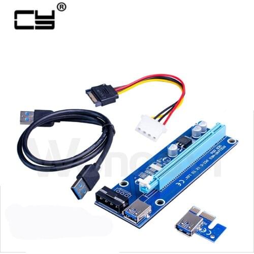 For BTC Miner Machine PCI-E extender PCI Express Riser Card 1x to 16x USB 3.0 SATA to 4Pin IDE Molex Power Supply raiser 60cm