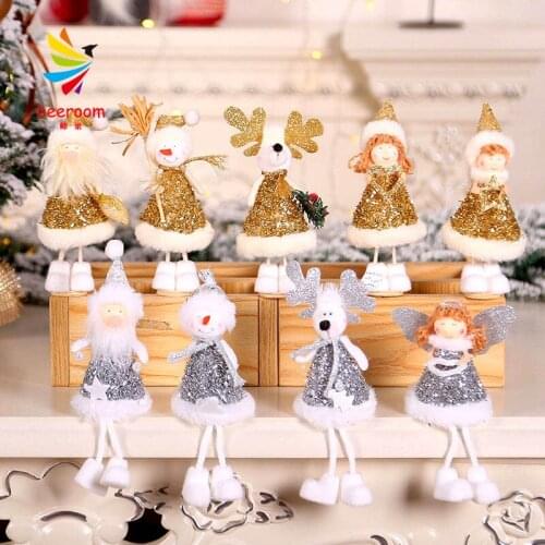 Christmas decorations DIY golden silver doll old angel doll decoration childrens holiday creative plush toy 8X17 CM