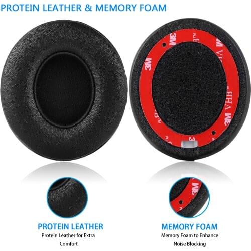 Replacement Ear Cushion Pads with Protein Leather and Memory Foam for Beats Solo 2.0/3.0 Wireless On Ear Headphones ONLY