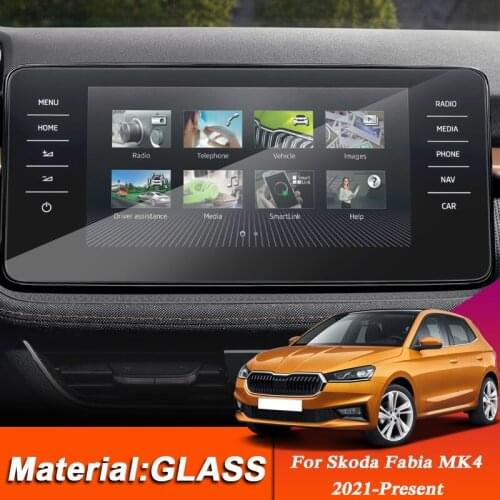 Car Styling GPS Navigation Screen Glass Protect Film Sticker For Skoda Fabia MK4 2021-Present Dashboard Film Internal Accessory