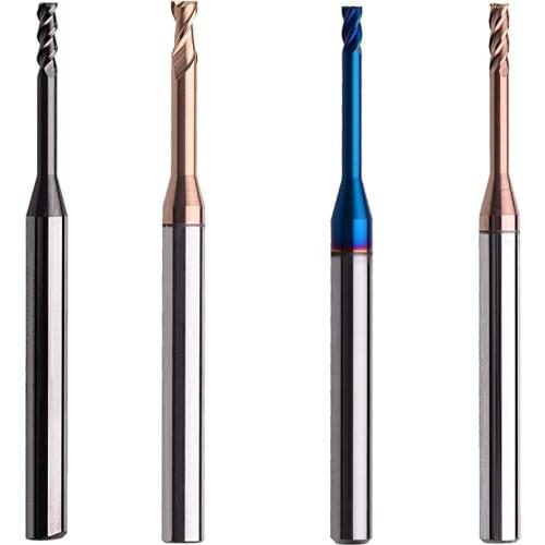 HRC60 Precision Miniature CNC Cutters Deep Groove Carbide End Mill Long Neck Fraise for Metal Aluminum Bit