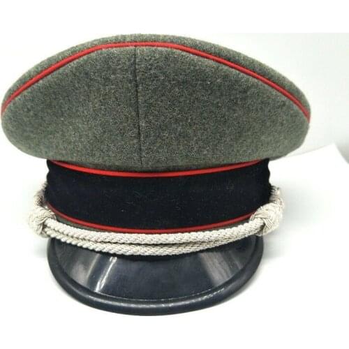 Tomwang2012. WW2 GERMAN WOOL ARMY ELITE OFFICER VISOR SILVER CORD HAT MILITARY CAP 57 58 59 60 61 cm COLLECTION WAR REENACTMENTS