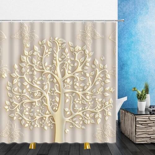 Cartoons landscape Shower Curtains Flowers Tree Green Plants 3D Print Waterproof Bathroom Decor Home Bathtub Polyester Curtain