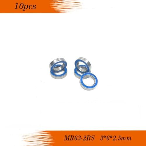 10PCS MR63-2RS ABEC-5 3*6*2.5 mm Miniature Ball Bearings MR63RS Z L630 Blue rubber seal cover