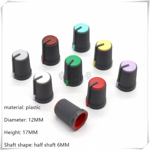 10 Piece 12*17MM half shaft plasti knob potentiometer rotary encoder volume switch knob suitable for D axis 6MM