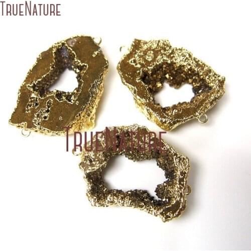 10Pcs Titanium Gold Irregular Shape Connector Druzy Geode Connector Approx 35mm PC21