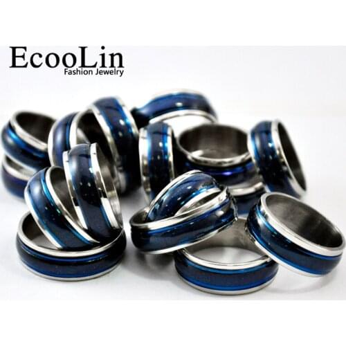 100Pcs New Blue Opals Enamel Stainless Steel Rings Lots Vintage Style For Punk Women and Rock Men Fashion EcooLin Jewelry LR221