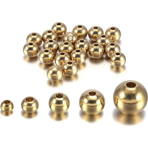 15-100pcs 3/4/5/6/8mm Fashion Brass Round Space Beads Bracelets Loose Ball Charm Bead for DIY Necklaces Jewelry Findings Making