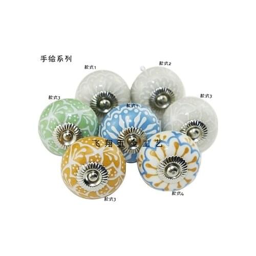 2Pcs/set Ceramic Door Drawer Handles Knobs Europe Ceramic Cabinet Cupboard Handles Pull Drawer Dresser Knobs Pulls With Screw