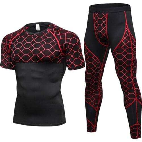 2 Pcs/Sets Sports T-Shirt Mens Suits Running Shrits+Sports Jogging Pants Mens Sportswear Suit Soccer Play Gym Sets Running suit