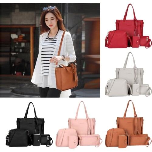 4 Pack Women Handbag Set, Soft PU Leather Top Handle Bags Set, Tote Bag