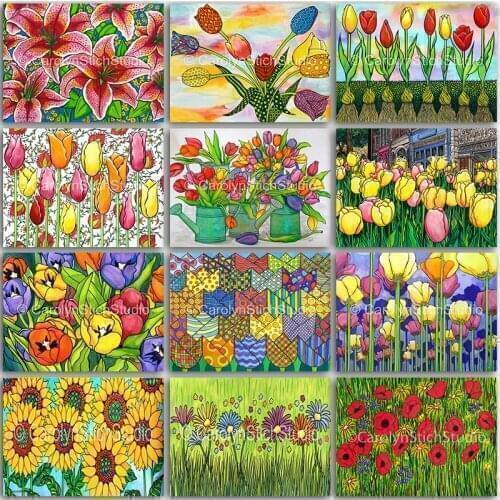 5D Diamond Painting Kit landscape scenery flower sunflower tulip rose Full Square&Round embroidery mosaic Cross stitch Paint art