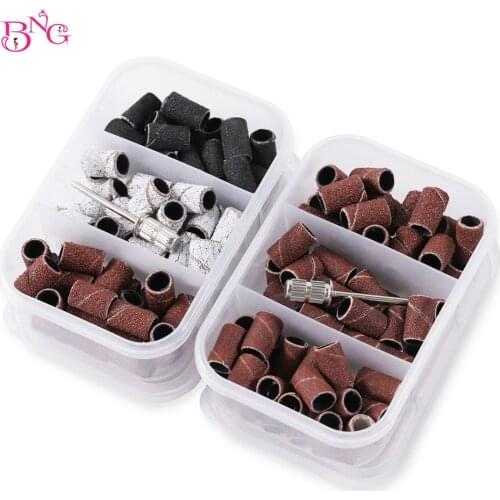 75Pcs/Box Sanding Bands Electric Nail Drill Bit Accessories Nail UV Gel Polish Removal Sand Circle Manicure Tool 80# 120# 180