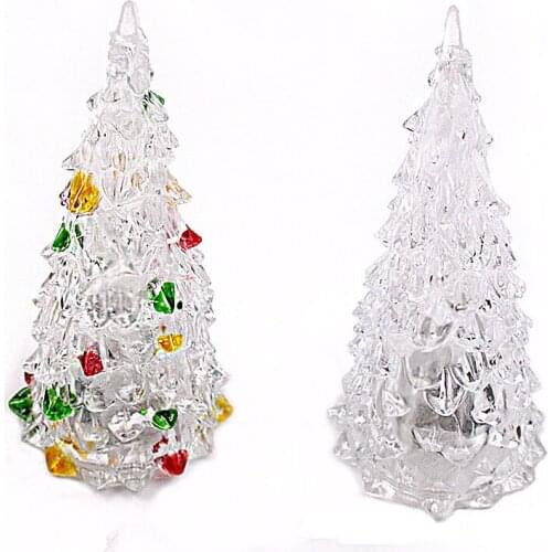 Acrylic Christmas new year Tree Childrens Glowing Toys LED Colorful Crystal Flash Little Night Lights Christmas Gift Wholesale