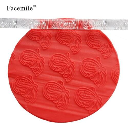 Acrylic Rolling Pin in Wave Style Embossing Fondant Roller Pin DIY Cake Decoration Tool Pastry Tools 16x10mm 52010 Gift