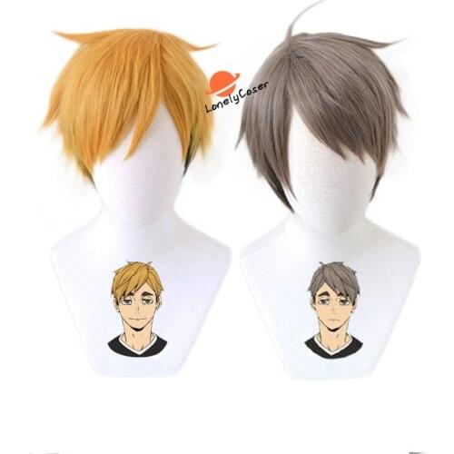 Anime Haikyuu!! Atsumu Miya Osamu Miya Cosplay Wig Short Props Heat Resistant Cosplay Costume Wig + Free Wig Cap Party
