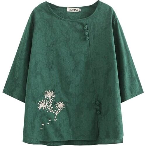 Spring Summer 2021 Women Blouses Plus Size Fashion Casual Clothes Female Tops Jacquard Cotton Embroidery Camiseta Mujer XL/4XL