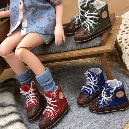 Blythes doll shoes are suitable for 1/6 size fashion lacing round toe shoes vintage canvas high-top shoes white red green etc