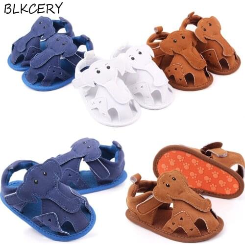 Fashion Brand Newborn Baby Girl Shoes for 1 Year Old Cartoon Elephant PU Leather Infant Boy Walking Shoe Toddler Summer Trainers