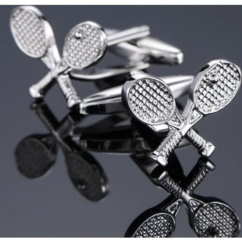 Brand new high quality badminton Cufflinks fashion suit jewelry laser metal Cufflinks mens Wedding Shirt Badge Pin