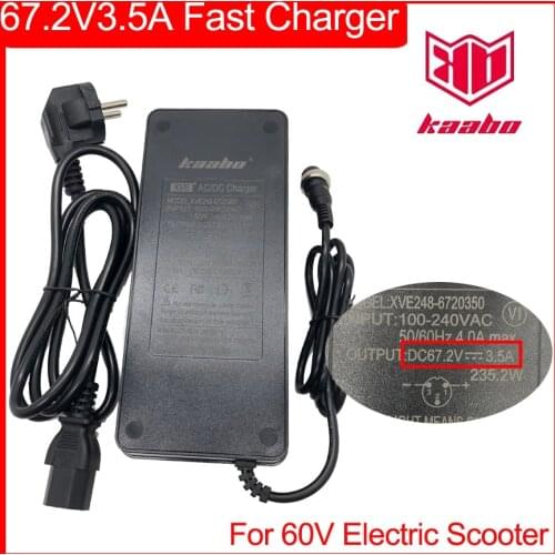 Fast Charger 67.2V 3.5A Quick Charging for 60V Kaabo Wolf Warrior II and Mantis Electric Scooter