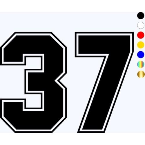 CK3213# figure Number 37 reflective funny car sticker vinyl decal waterproof car auto stickers silver/ black for bumper