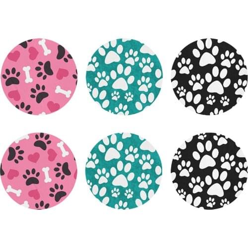 DARMIAN 6Pcs Creative Cat Dog Paw Print Coffe Cup Pads White Bone Paw Coaster For Home Hotel Non-slip Polyester Cotton Mats