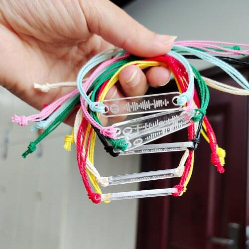 Custom Music Spotify Code Bracelet For Women Men Hand-Made Rope Bracelet Personalized Song Code Jewelry