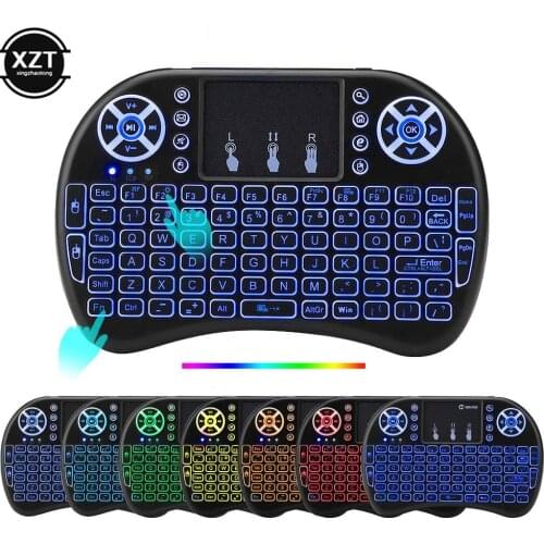 I8 Keyboard Backlit English Air Mouse 2.4GHz Wireless Touchpad Handheld Remote for TV Box H96 max PC with Lithium Battey