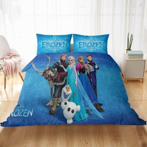 Luxury Girls Bedding Set Frozen Elsa Anna Double Queen King Size Duvet Cover Twin Bed Linen Children Kids Comforter Bedding Sets