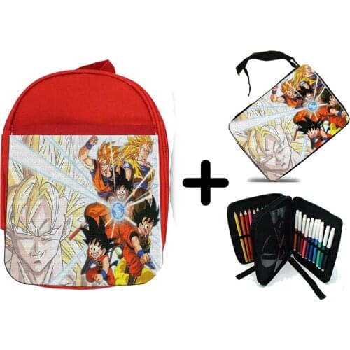 MERCHANDMANIA PACK red backpack and case SON GOKU combat SUPER Warrior school material kids custom offer