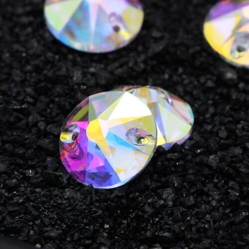 Round Crystal AB K9 Crystal Flatback Sew-on Rhinestones Strass Glass for Diy Craft Christmas/Clothing Garment Decoration Jewelr
